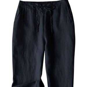 Women’s Black Casual Linen-blend Pants